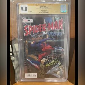 SPIDERMAN #7 FA SPIDERBOY CGC 9.8 SS HUMBERTO RAMOS & DAN SLOTT 2X🔥KEY